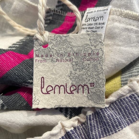 NWT lemlem Striped Skirt with Pockets, Cream, Pink, Multi, Women's Size Large - Picture 8 of 9